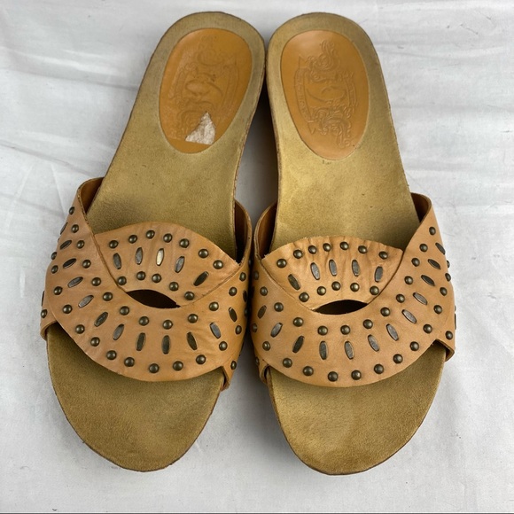 NINE WEST SENSO Carmel Leather Studded Slides - Picture 2 of 10